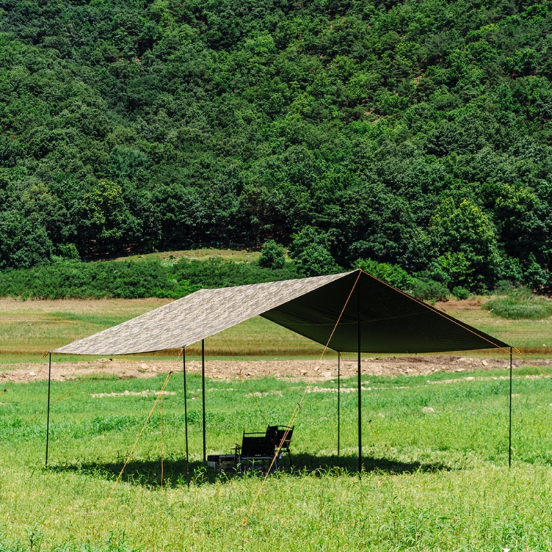 the earth 黑膠方型天幕 550x440cm-綠迷彩